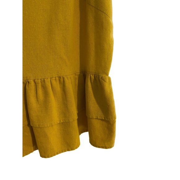 DFA New York Woman 1X Top Gold Sleeveless Babydoll Linen Blend Boho Preppy City - Picture 7 of 10